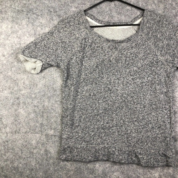 J Crew Top Womens Medium M Gray Pullover Knit Casual Short Sleeve Sweater - Picture 2 of 8